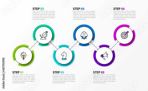 Infographic design template. Timeline concept with 6 steps
