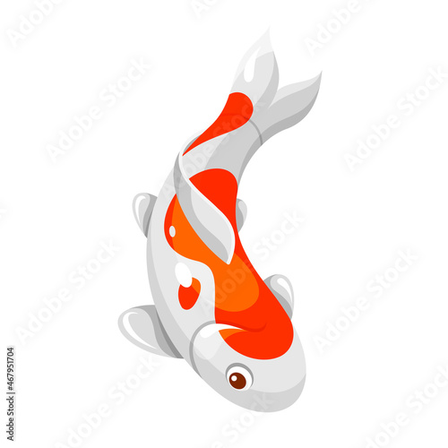 Traditional Japan carp coy fish vector flat illustration. Bright Asian koyo exotic culture symbol