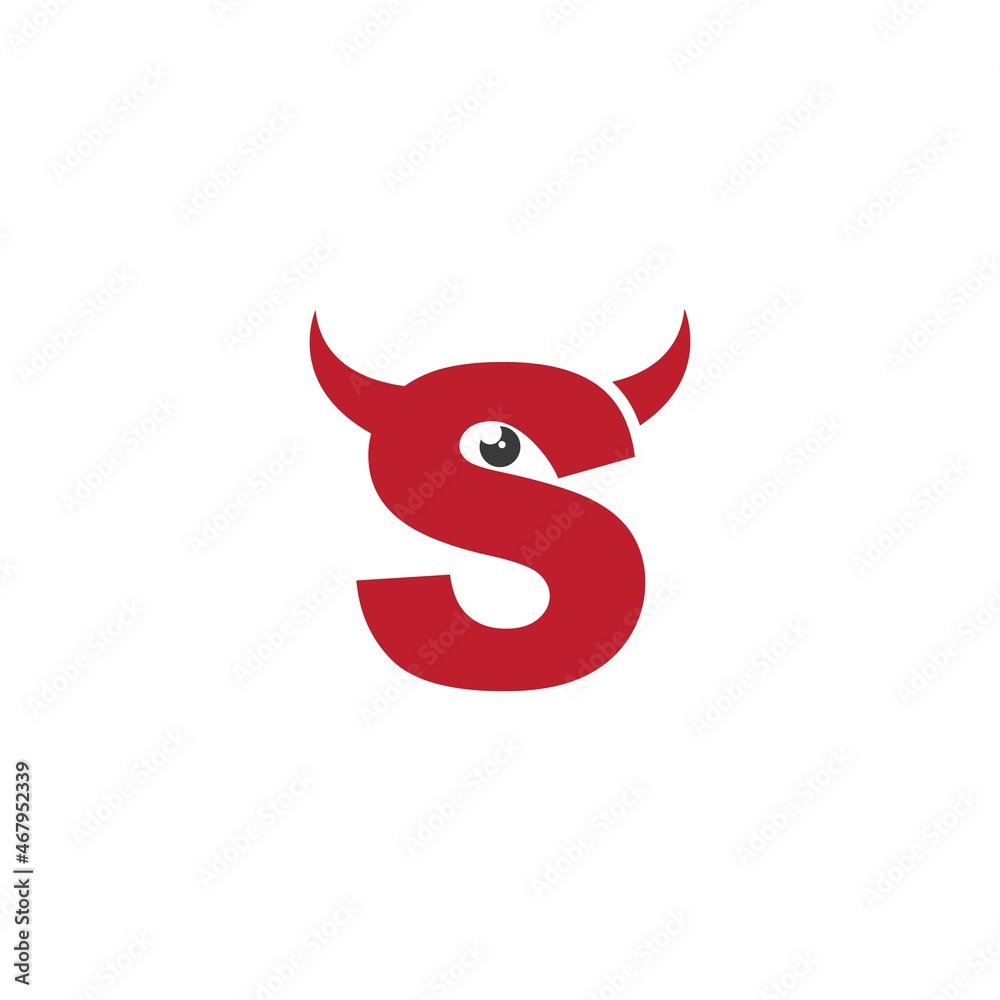 S initial letter with devil horn S initial letter with devil horn
