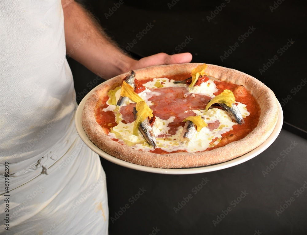 Pizza con gamberi