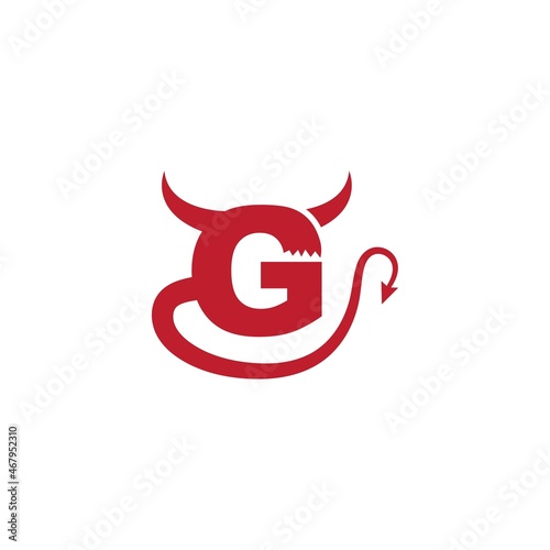 G initial letter with devil horn