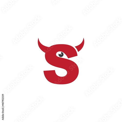 S initial letter with devil horn