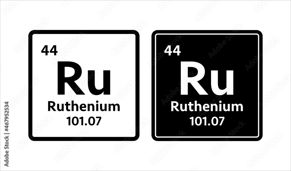 Ruthenium symbol. Chemical element of the periodic table. Vector stock illustration Ruthenium symbol. Chemical element of the periodic table. Vector stock illustration