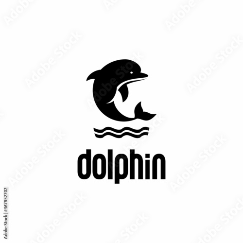 dolphin logo illustration vector, logo silhouette, can be used for t-shirt logos, travel, and other labels