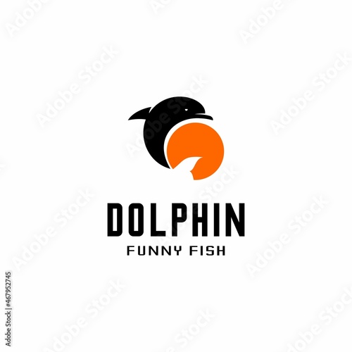 dolphin logo illustration vector, logo silhouette, can be used for t-shirt logos, travel, and other labels