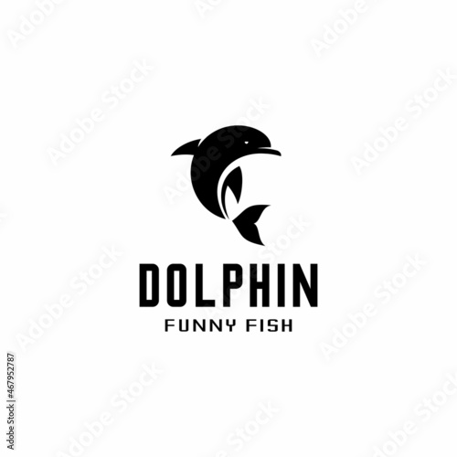 dolphin logo illustration vector, logo silhouette, can be used for t-shirt logos, travel, and other labels