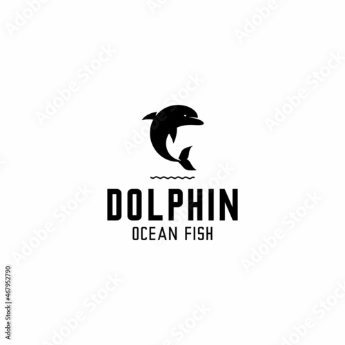 dolphin logo illustration vector, logo silhouette, can be used for t-shirt logos, travel, and other labels