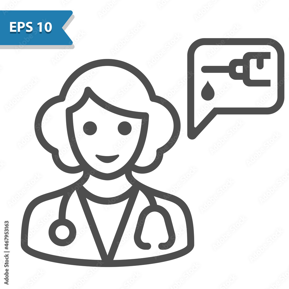 Woman Doctor Icon - Vaccine, Vaccination Woman Doctor Icon - Vaccine, Vaccination