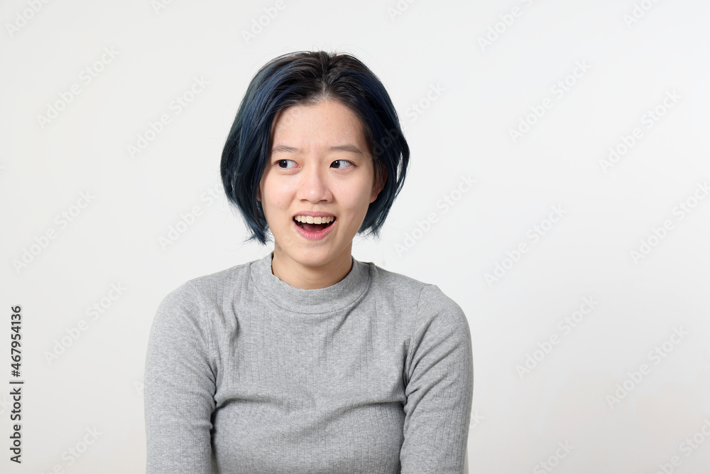 Young attractive Asian chinese malay woman pose face body expression mode emotion on white background laugh smile happy look Young attractive Asian chinese malay woman pose face body expression mode emotion on white background laugh smile happy look