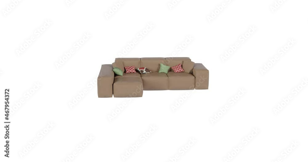 Modern modular furniture. Light and weightless sofa flying in a living room. 3D Rendering on a white background isolated Modern modular furniture. Light and weightless sofa flying in a living room. 3D Rendering on a white background isolated