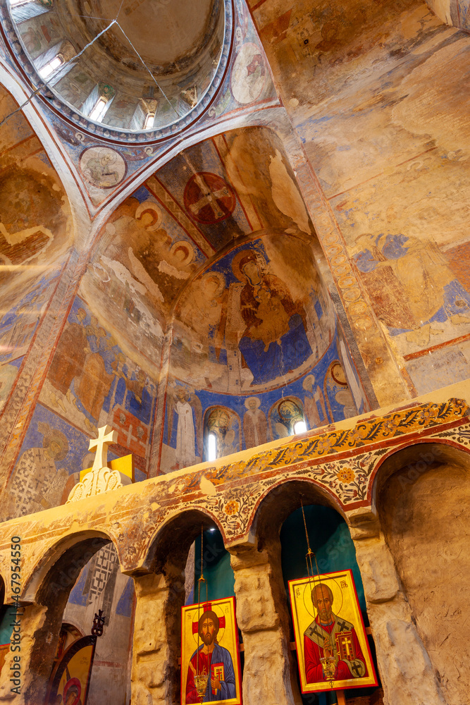 Frescoes in famous Kintsvisi monastery in Shida Kartli, central Georgia