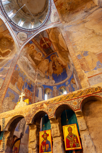 Frescoes in famous Kintsvisi monastery in Shida Kartli  central Georgia