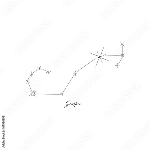 Constellation scorpio  horoscope  stars  astrology. Line illustration  vector.