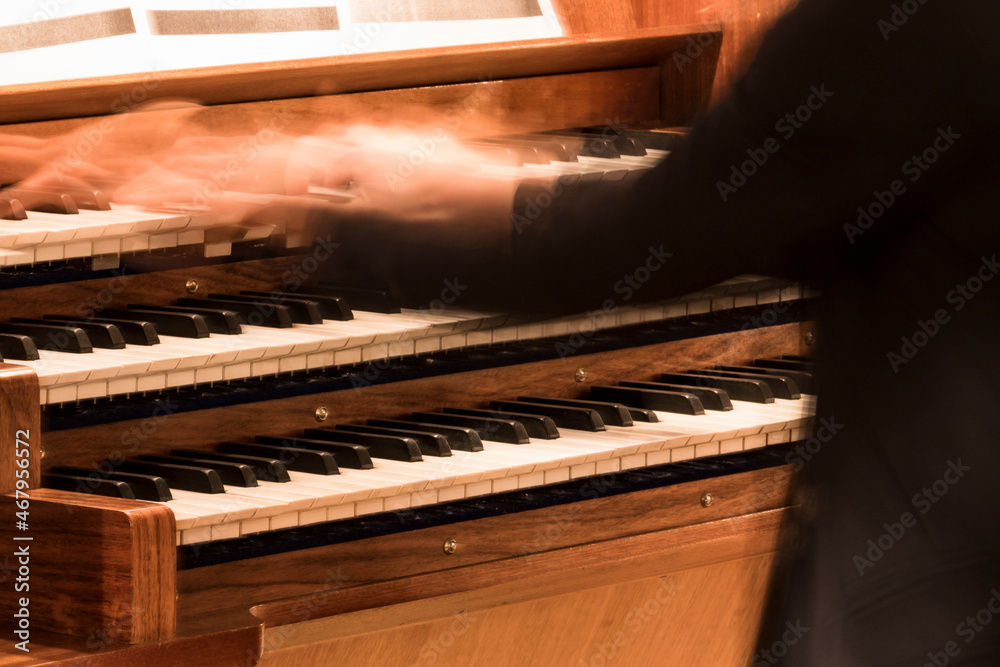 Stockholm, Sweden An organist plays a church organ.