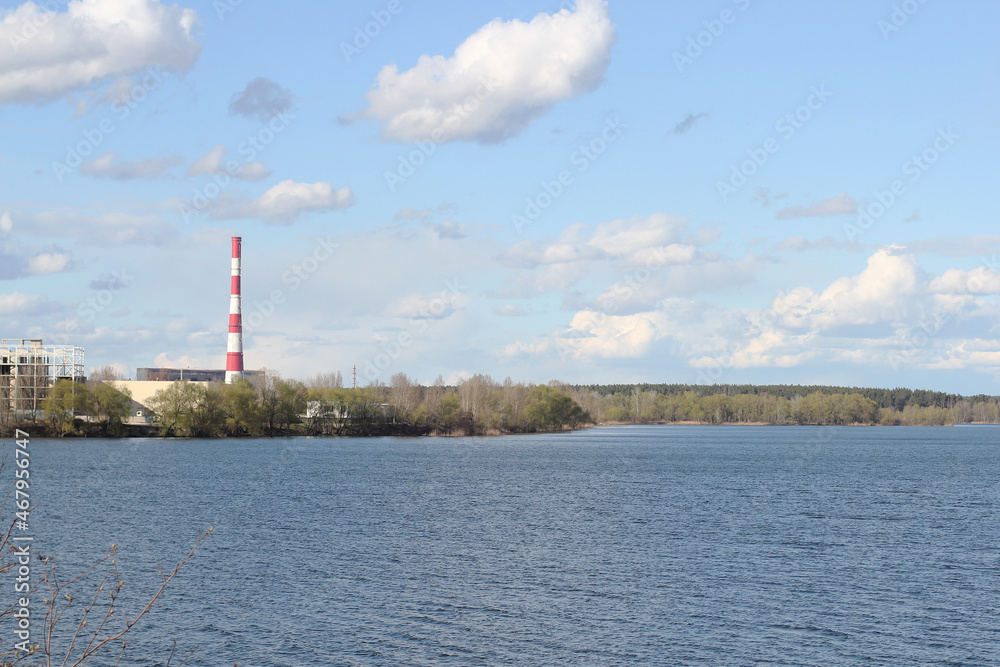 Obraz premium Belchatow Power Station, CHP on the lake