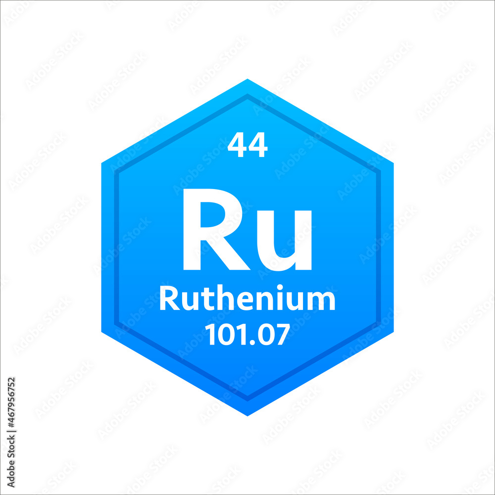 Ruthenium symbol. Chemical element of the periodic table. Vector stock illustration Ruthenium symbol. Chemical element of the periodic table. Vector stock illustration