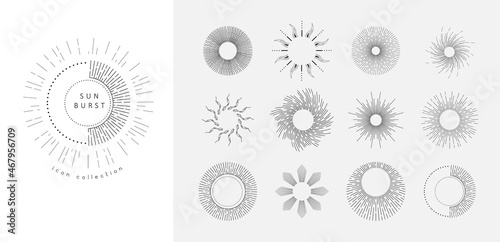 Set of clouds linear and silhouette style. Chinese style. Vector