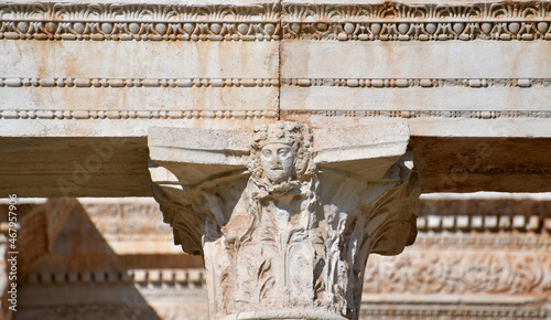 Ancient Column Marble Reliefs