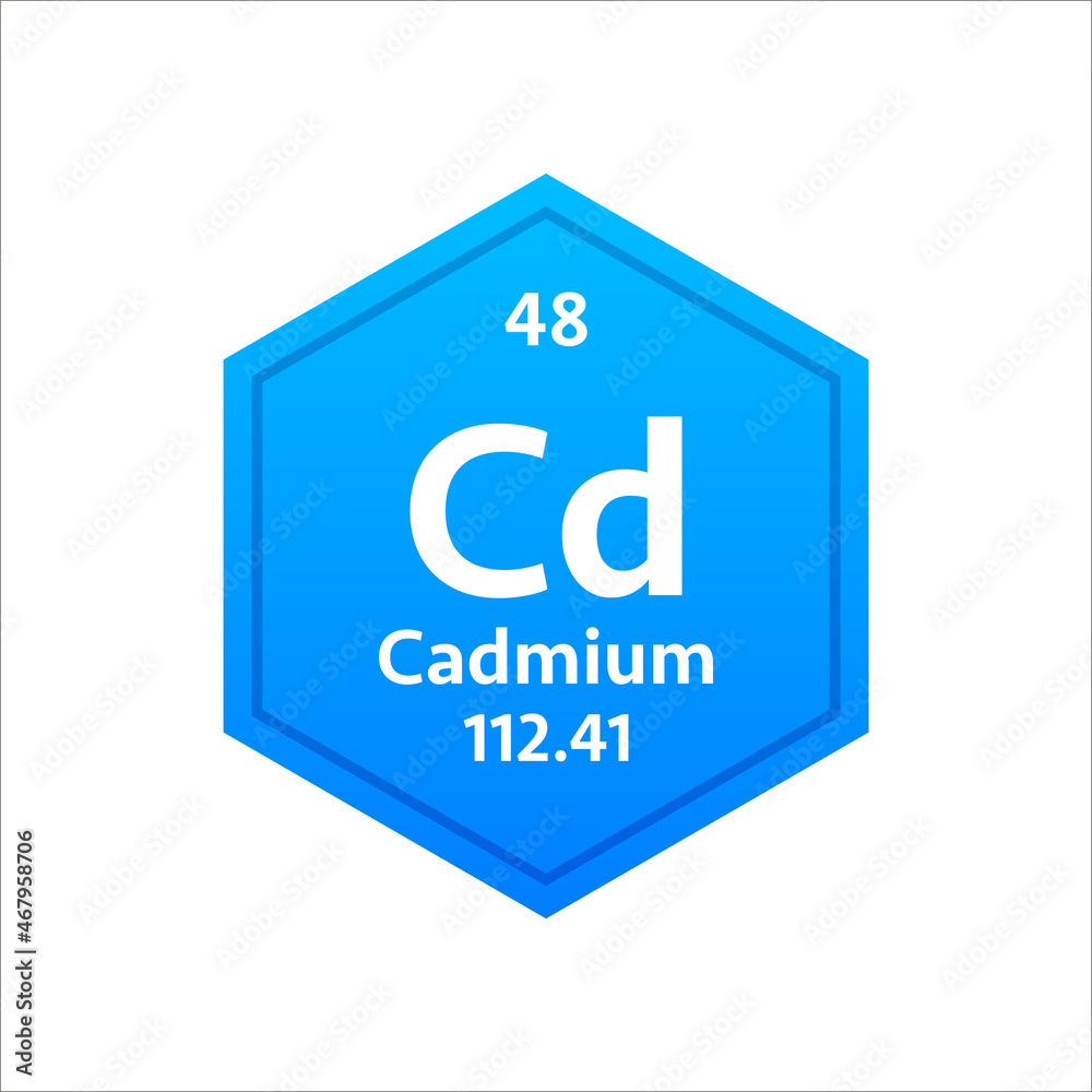 Cadmium symbol. Chemical element of the periodic table. Vector stock illustration. Cadmium symbol. Chemical element of the periodic table. Vector stock illustration.