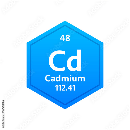 Cadmium symbol. Chemical element of the periodic table. Vector stock illustration.