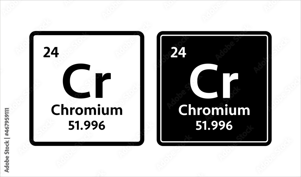 Chromium symbol. Chemical element of the periodic table. Vector stock illustration Chromium symbol. Chemical element of the periodic table. Vector stock illustration
