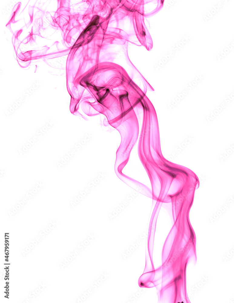 Fototapeta premium Pink smoke on a white background.