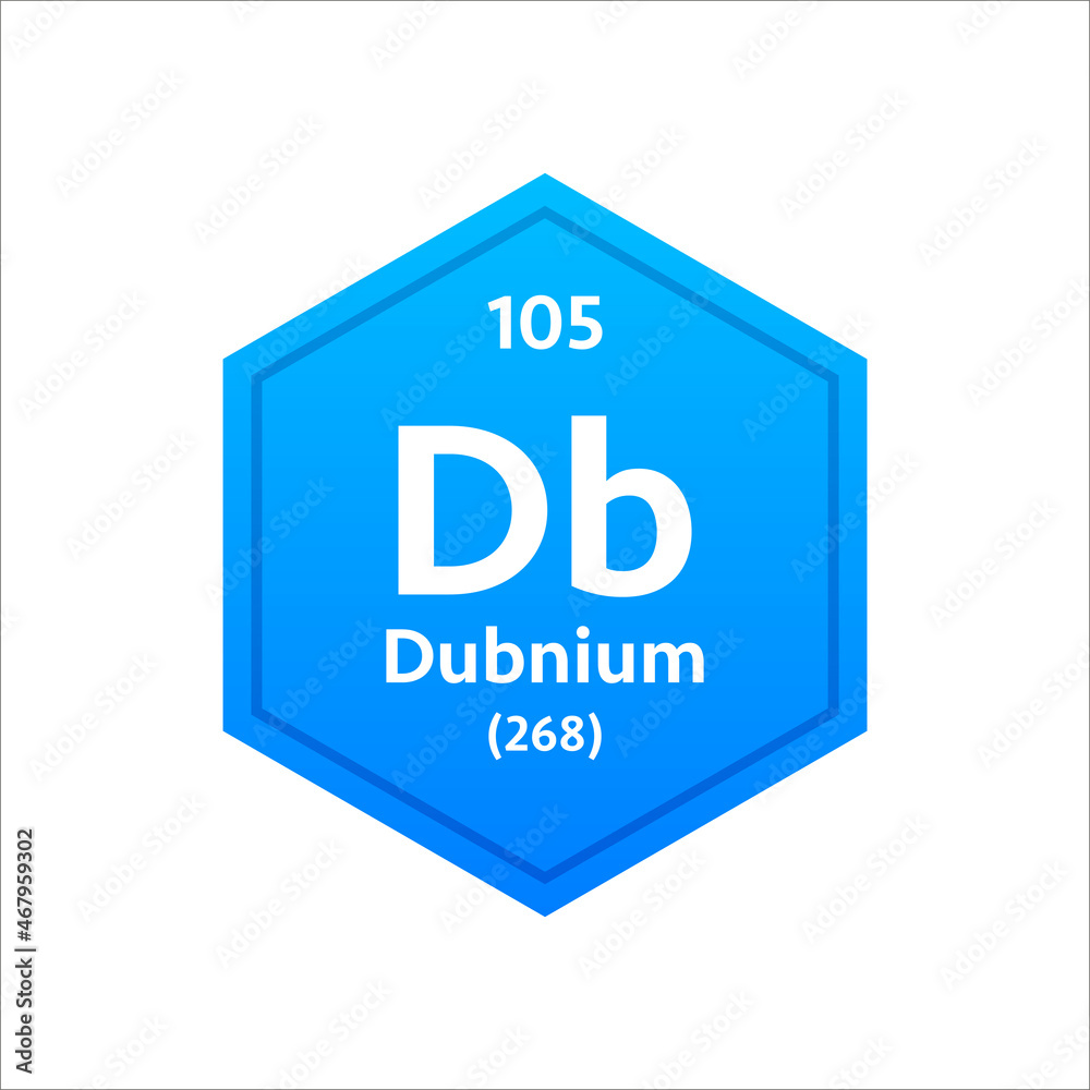 Dubnium symbol. Chemical element of the periodic table. Vector stock illustration. Dubnium symbol. Chemical element of the periodic table. Vector stock illustration.