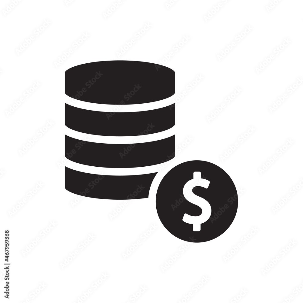 Data Center Cost Icon - Server Money Icon Data Center Cost Icon - Server Money Icon