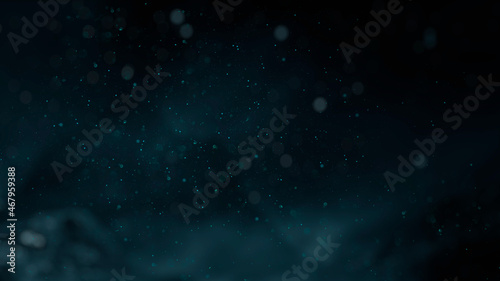 Dark empty natural marine dramatic scene. The depth of the seabed, dark water, gloomy water background. 3D illustration. 