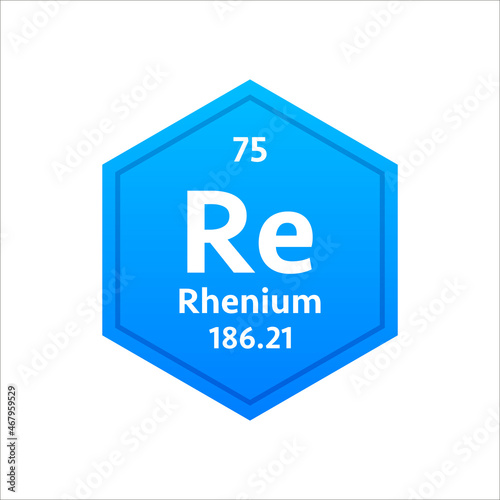Rhenium symbol. Chemical element of the periodic table. Vector stock illustration