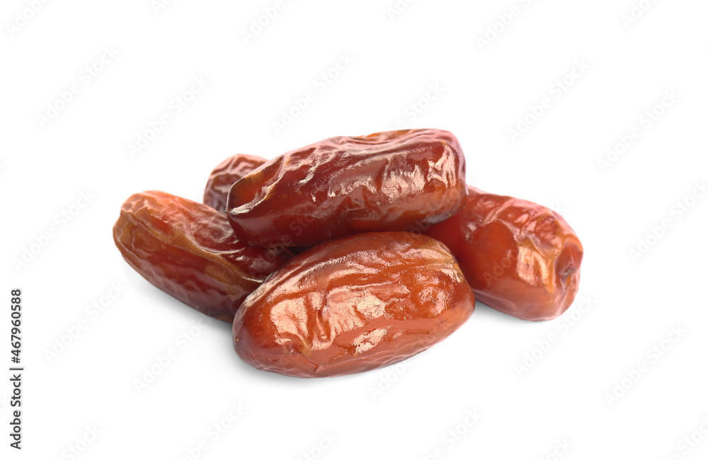Heap of tasty sweet dried dates on white background Heap of tasty sweet dried dates on white background