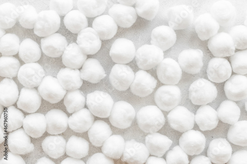 Cotton wool balls pattern for cleansing skin. Cosmetic makeup remover supplies