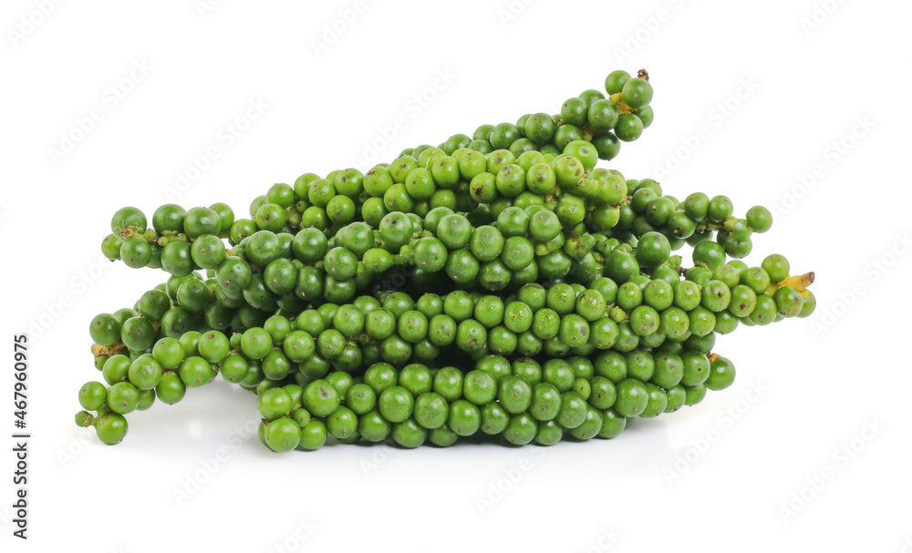 Fresh green peppercorns isolated on white background. ,Fresh Thai Chili pepper Fresh green peppercorns isolated on white background. ,Fresh Thai Chili pepper