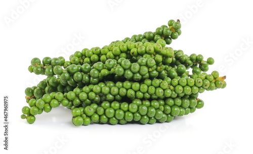 Fresh green peppercorns isolated on white background. ,Fresh Thai Chili pepper