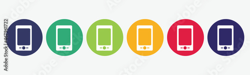 Collection of 6 buttons with mobile phone icon.