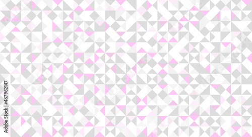 Abstract background design. Triangles pattern poster. Triangular minimalist background. Grey, pink and white color triangles