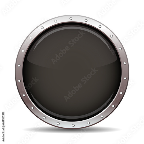 Vector black glossy metal shield. Vector illustration