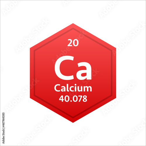 Calcium symbol. Chemical element of the periodic table. Vector stock illustration