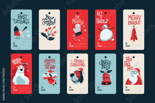 Christmas labels set with Illustration and Quote