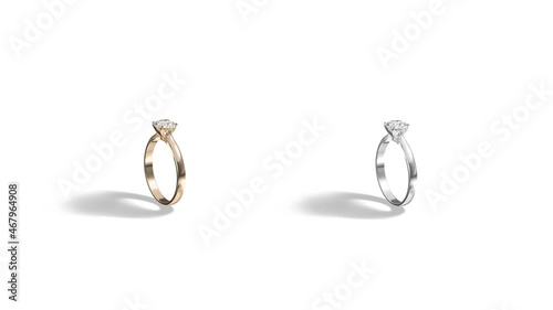 Blank gold and silver ring diamond mockup stand, looped rotation