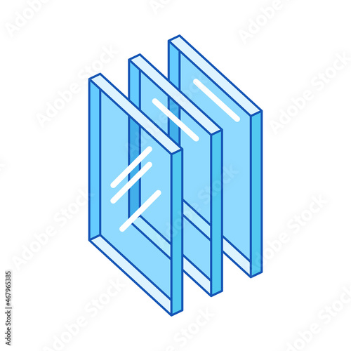 Illustration of glass layers. Cross section double glazed window.