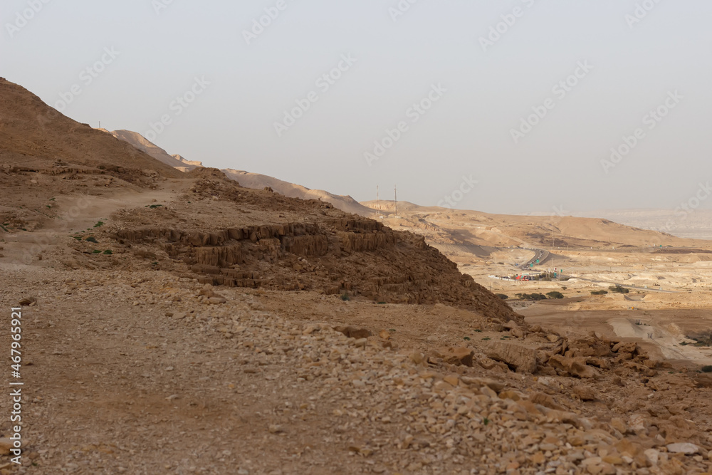 Cliff edge trail in the Judean Desert in Israel