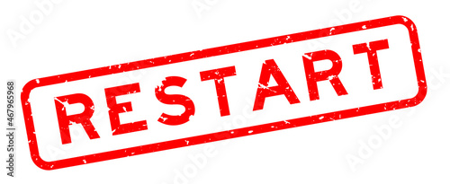 Grunge red restart word square rubber seal stamp on white background