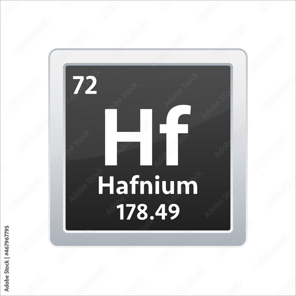 Hafnium symbol. Chemical element of the periodic table. Vector stock illustration Hafnium symbol. Chemical element of the periodic table. Vector stock illustration
