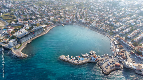 Aerial drone footage  The town of Mordogan  Karaburun - Izmir