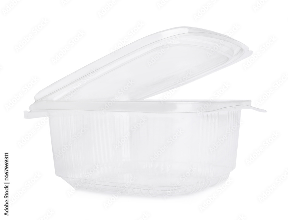 Empty plastic container for food isolated on white Empty plastic container for food isolated on white