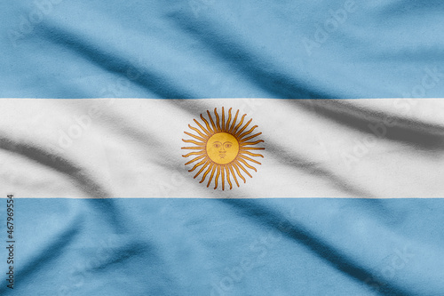 Argentine flag in wavy fabric photo