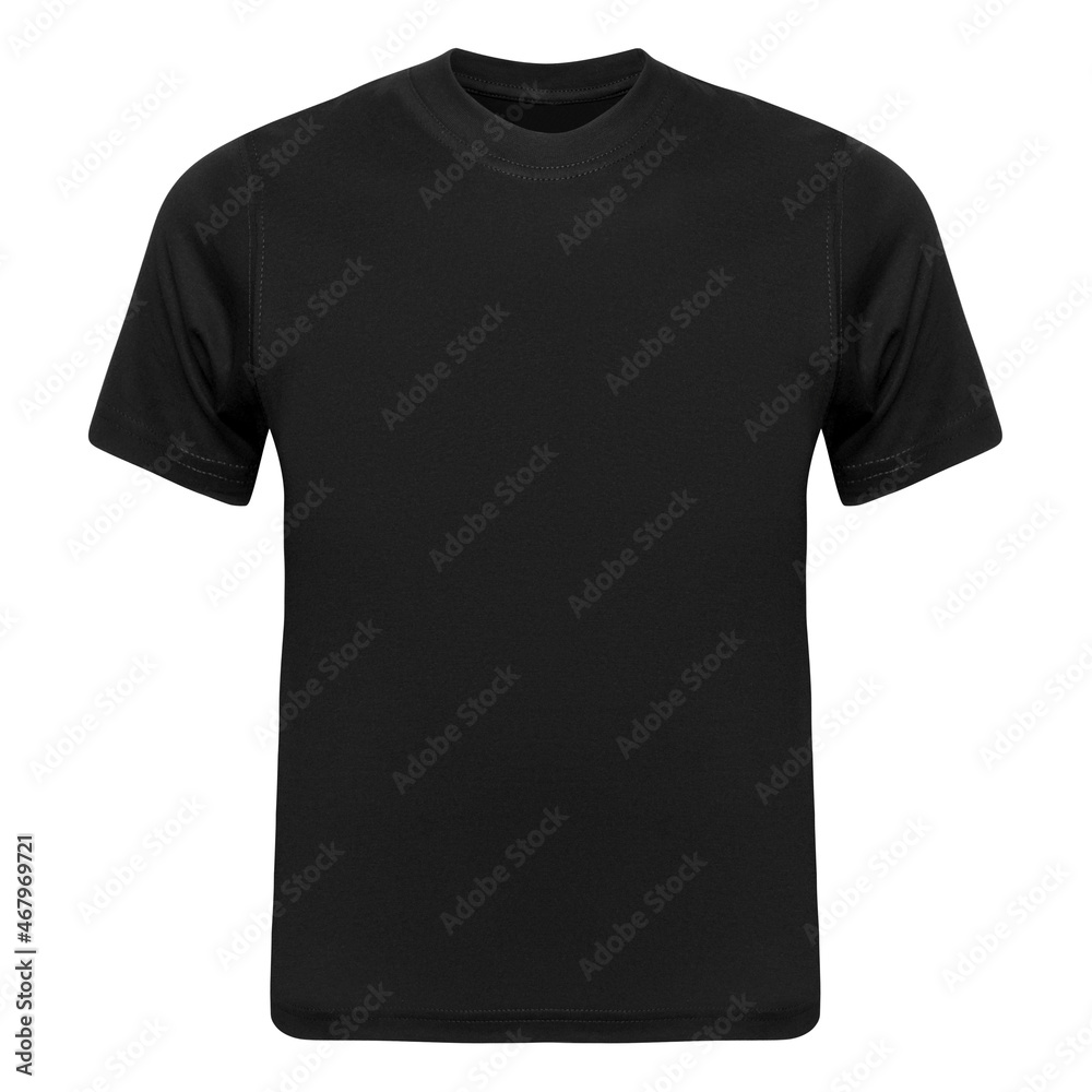 Black T-shirt mockup front used as design template. Tee Shirt blank isolated on white Black T-shirt mockup front used as design template. Tee Shirt blank isolated on white