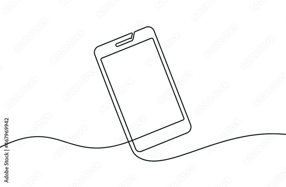 Phone line background. One line drawing background. Continuous line