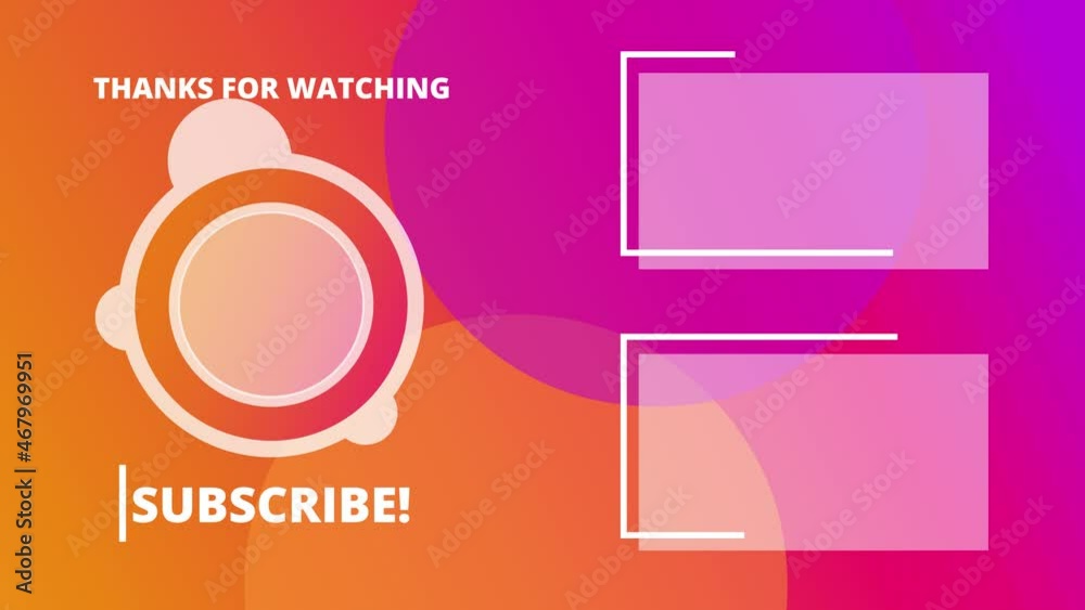 Motion graphic video template for YouTube end screen with gradient background color